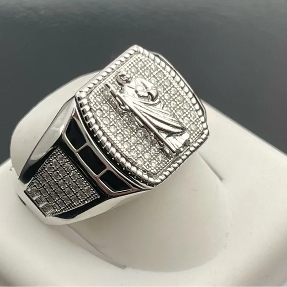 San Judas plata moissanite diamond silver 925 size 9 ring